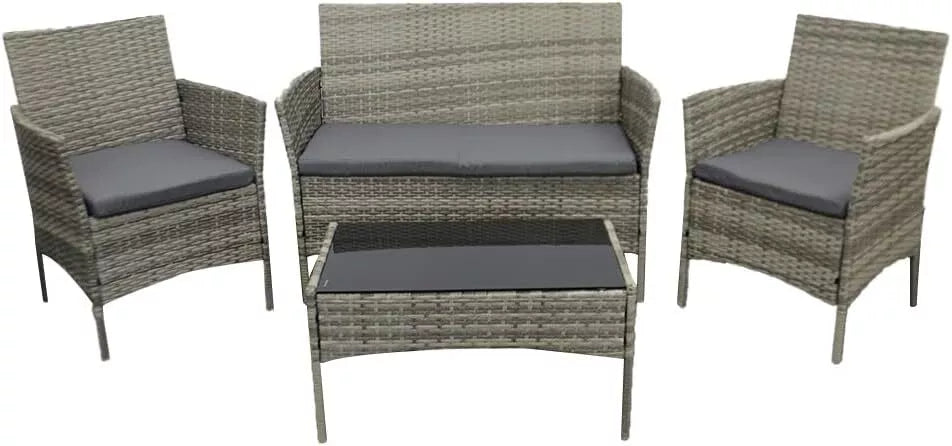 4 Piece Garden Rattan Furniture Table Chairs Sofa Wicker Outdoor Patio Set