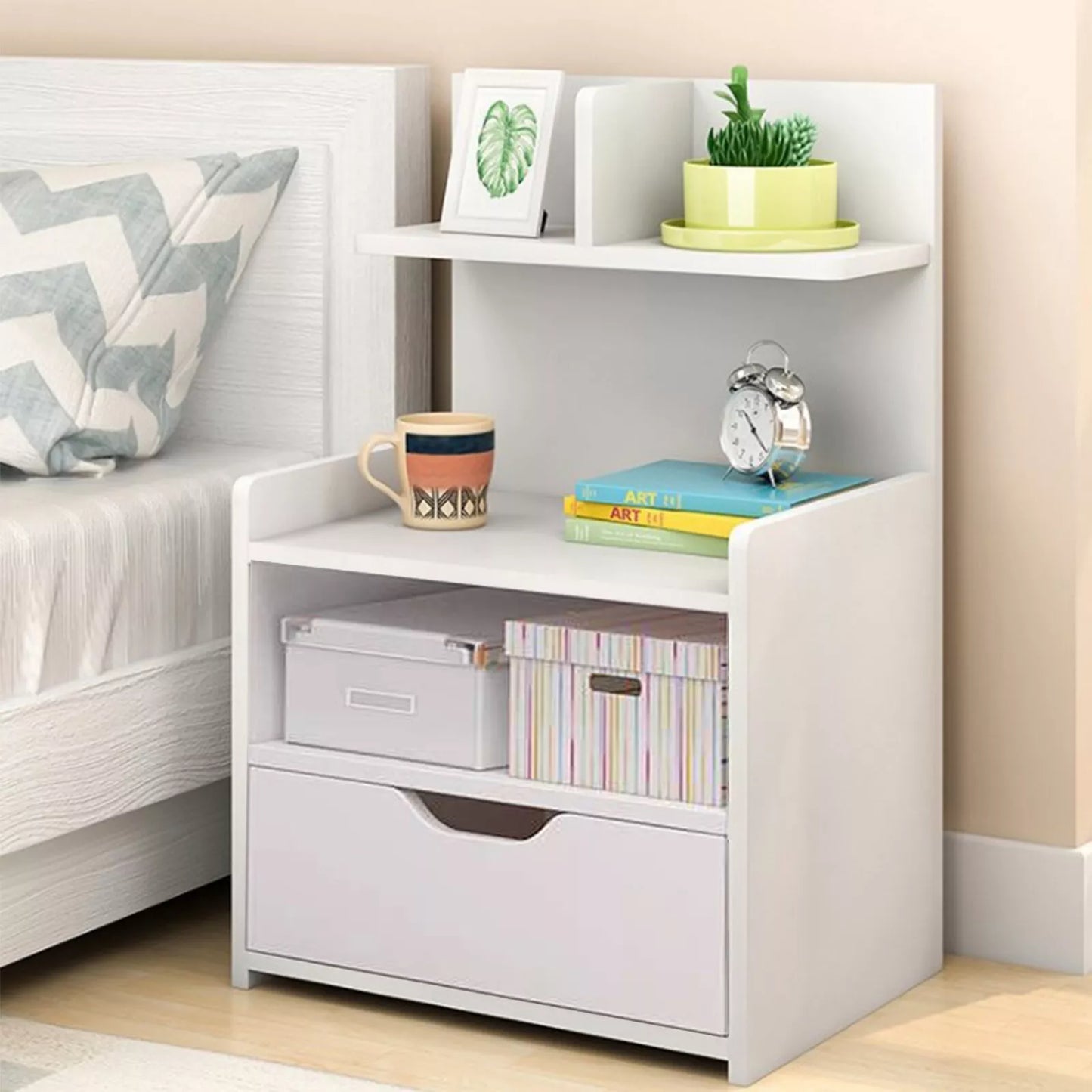 Modern Bedside Table with Drawer – Nightstand Storage Unit | Free UK Delivery