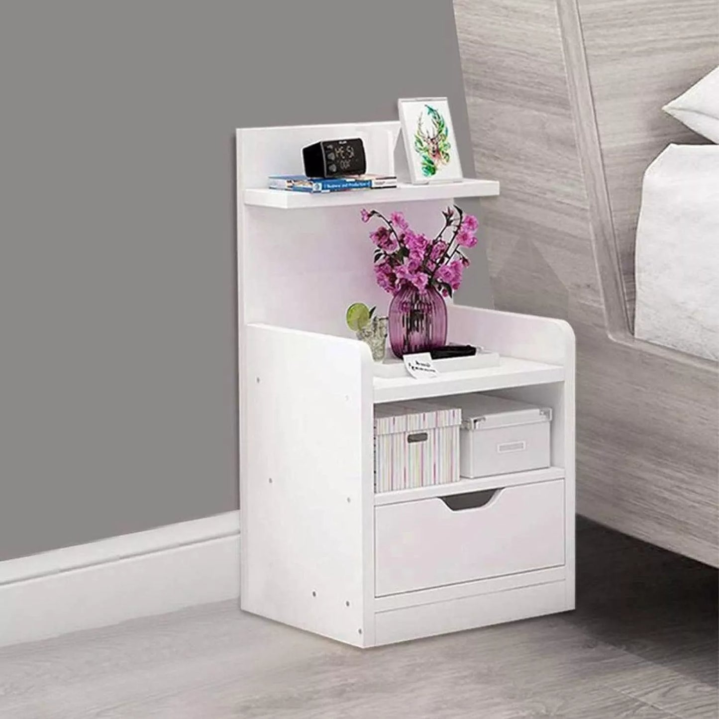 Modern Bedside Table with Drawer – Nightstand Storage Unit | Free UK Delivery