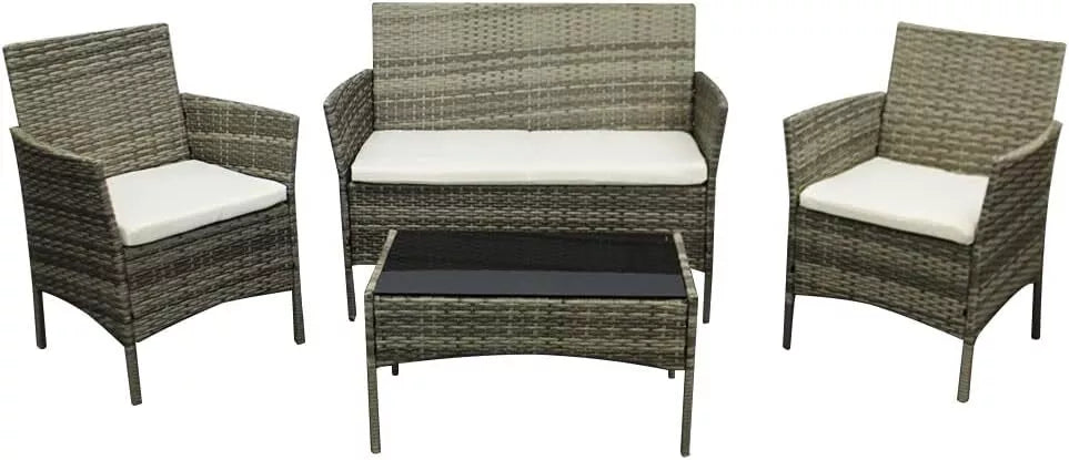 4 Piece Garden Rattan Furniture Table Chairs Sofa Wicker Outdoor Patio Set