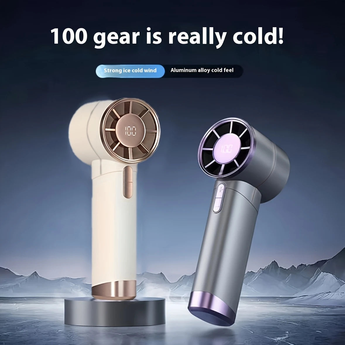 Turbo Handheld Mini Fan – 100-Speed, Rechargeable, LED Display, Fast UK Delivery