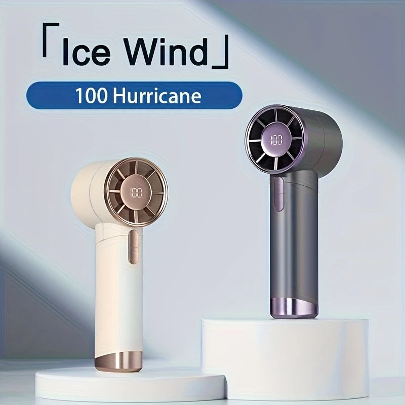 Turbo Handheld Mini Fan – 100-Speed, Rechargeable, LED Display, Fast UK Delivery