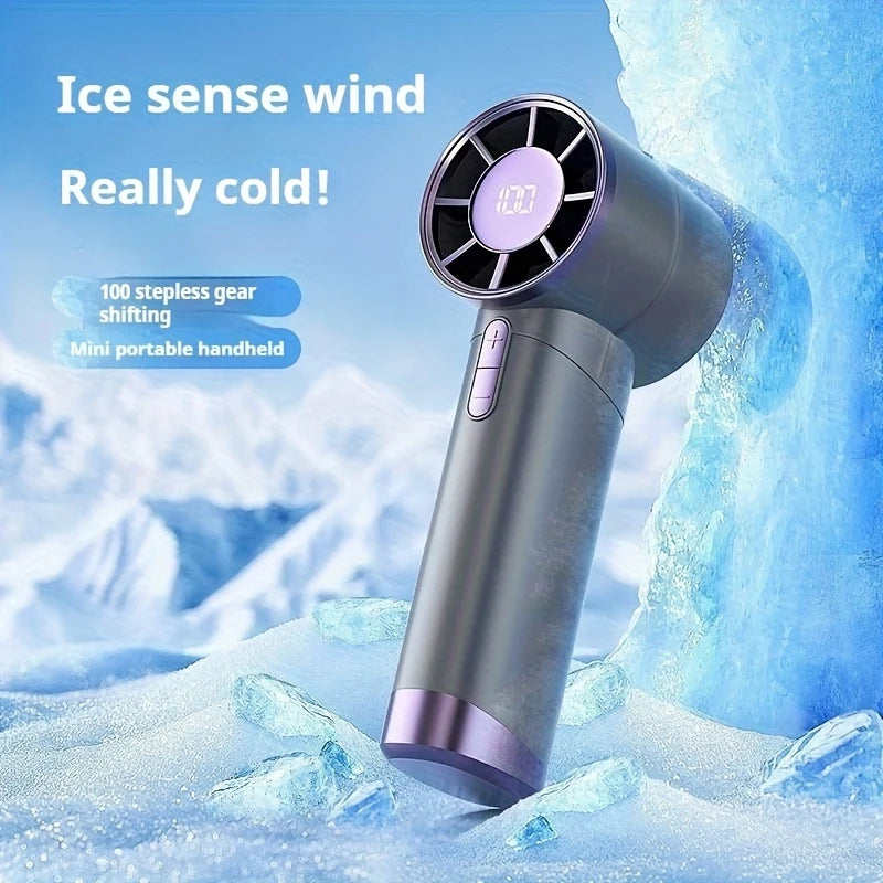 Turbo Handheld Mini Fan – 100-Speed, Rechargeable, LED Display, Fast UK Delivery