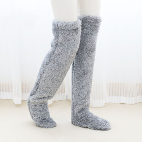 Soft Fluffy Slipper Socks – Cozy Fuzzy Winter Bed Socks (Grey) | Free UK Delivery