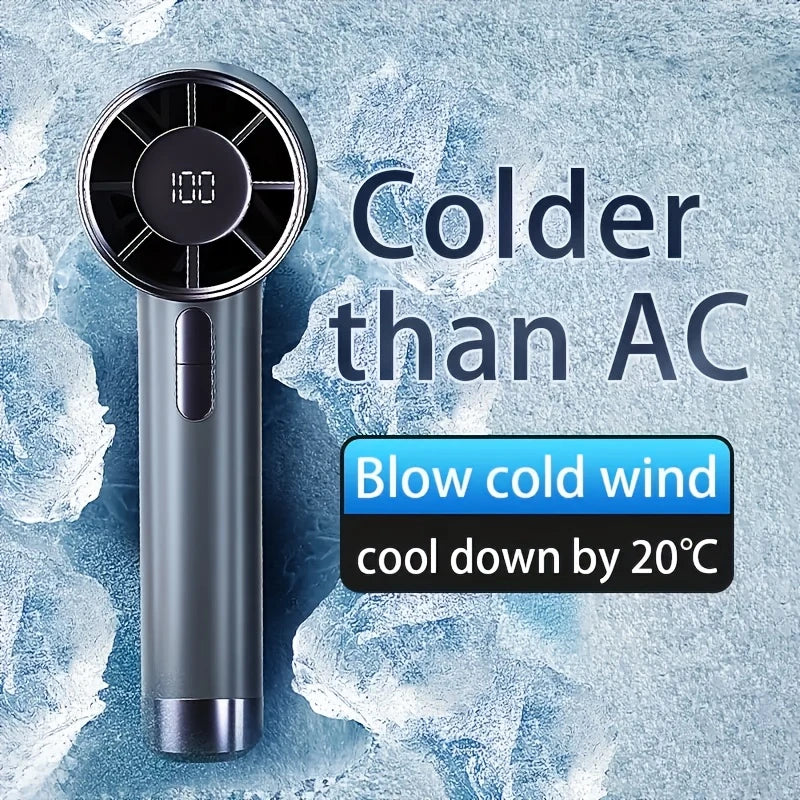 Turbo Handheld Mini Fan – 100-Speed, Rechargeable, LED Display, Fast UK Delivery