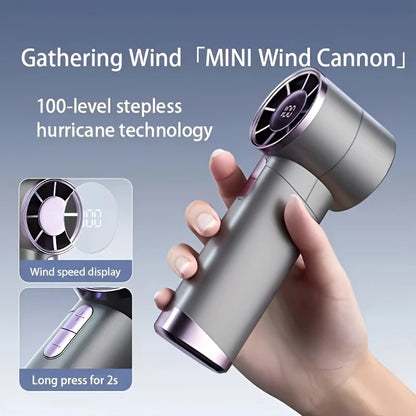 Turbo Handheld Mini Fan – 100-Speed, Rechargeable, LED Display, Fast UK Delivery