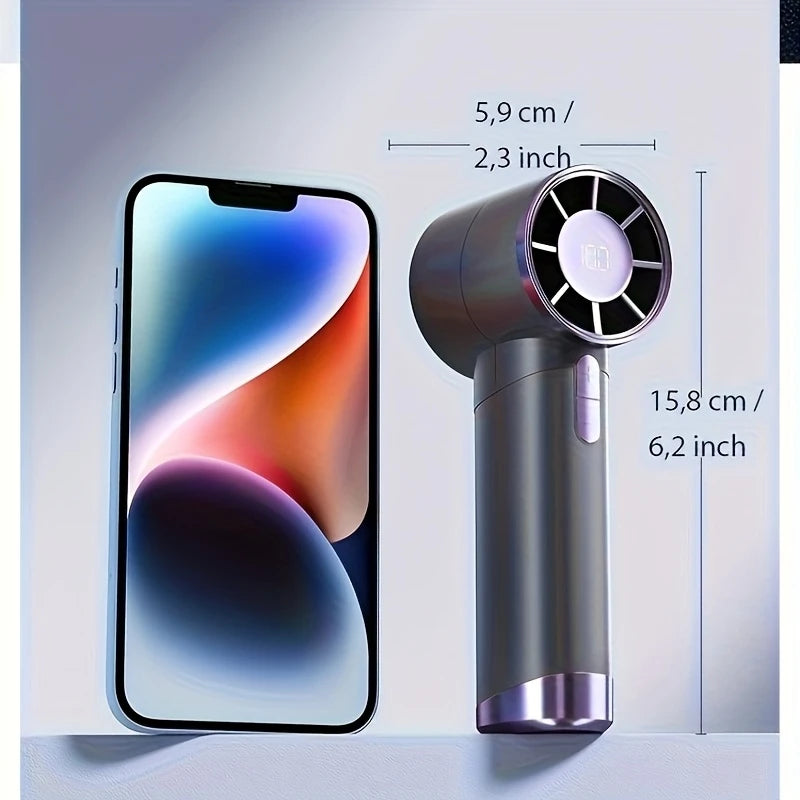 Turbo Handheld Mini Fan – 100-Speed, Rechargeable, LED Display, Fast UK Delivery