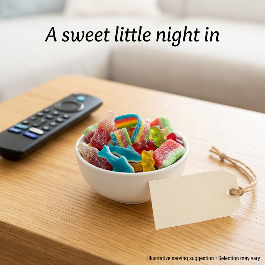 Illustrative Starter Mix in a small bowl beside a gift tag and television remote; selection may vary.