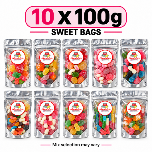 Kasmira Sweets bulk bundle of 10 x 100g sweet bags; mix selection may vary