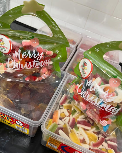 Kasmira Sweets Christmas pick and mix in green festive gift bags