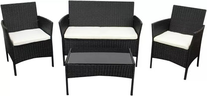 4 Piece Garden Rattan Furniture Table Chairs Sofa Wicker Outdoor Patio Set