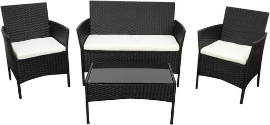 4 Piece Garden Rattan Furniture Table Chairs Sofa Wicker Outdoor Patio Set