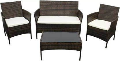 4 Piece Garden Rattan Furniture Table Chairs Sofa Wicker Outdoor Patio Set