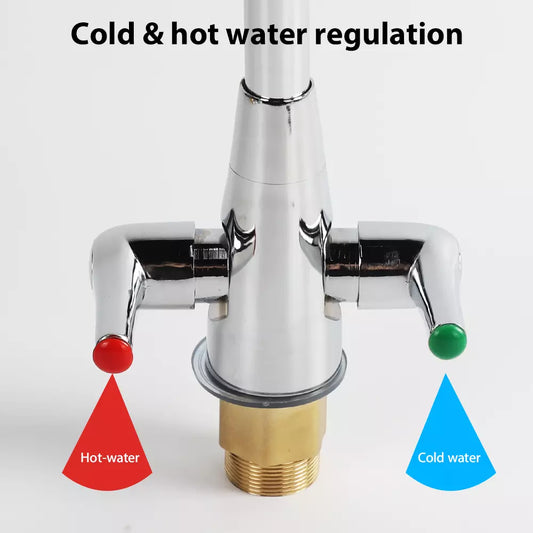 Chrome kitchen sink mixer tap with twin levers