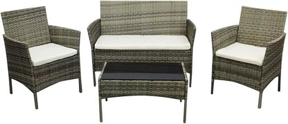 4 Piece Garden Rattan Furniture Table Chairs Sofa Wicker Outdoor Patio Set